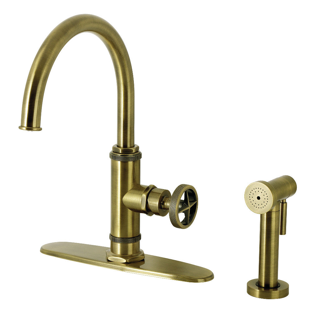 Ostro One Handle Kitchen Faucet in Antique Brass