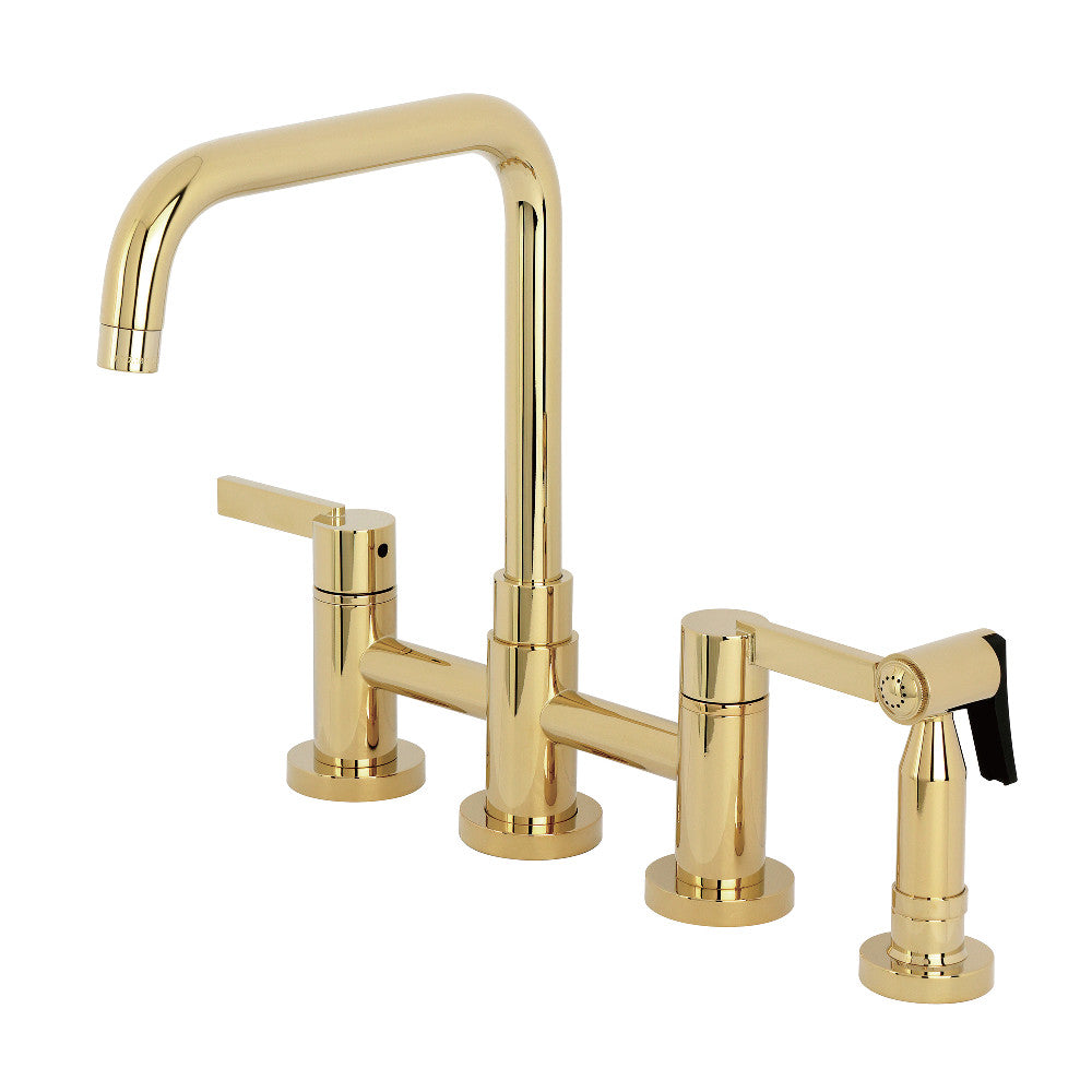 Continental Bridge Kitchen Faucet in Polished Brass