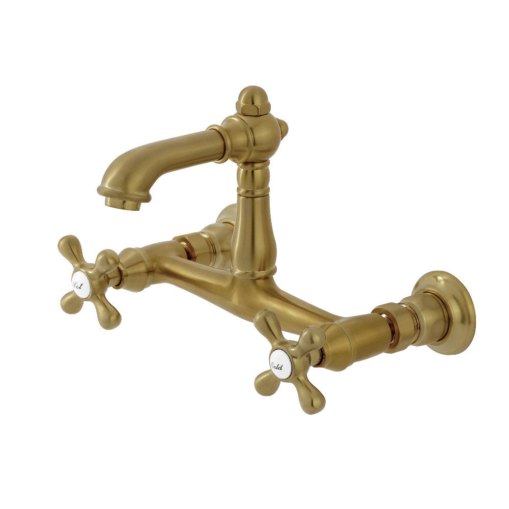 English Country Wall-Mount Bathroom Faucet in Brushed Brass