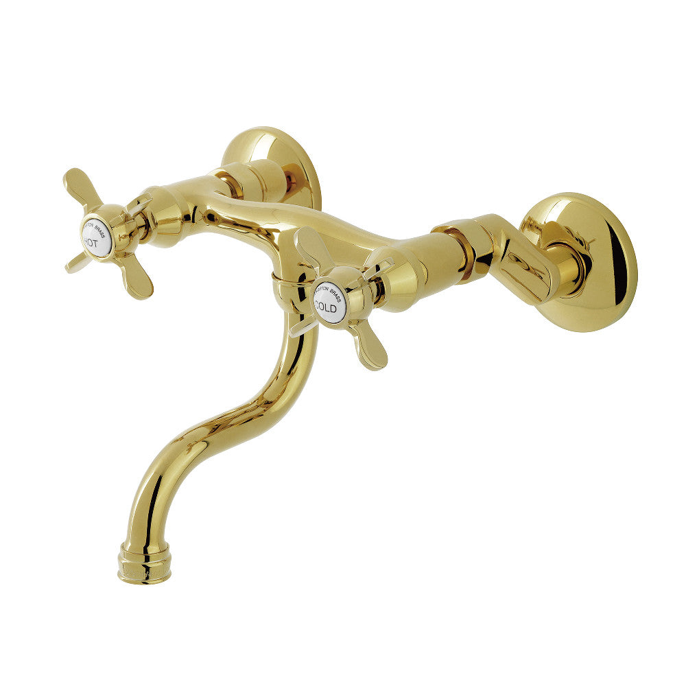 Essex Wall-Mount Bathroom Faucet in Polished Brass