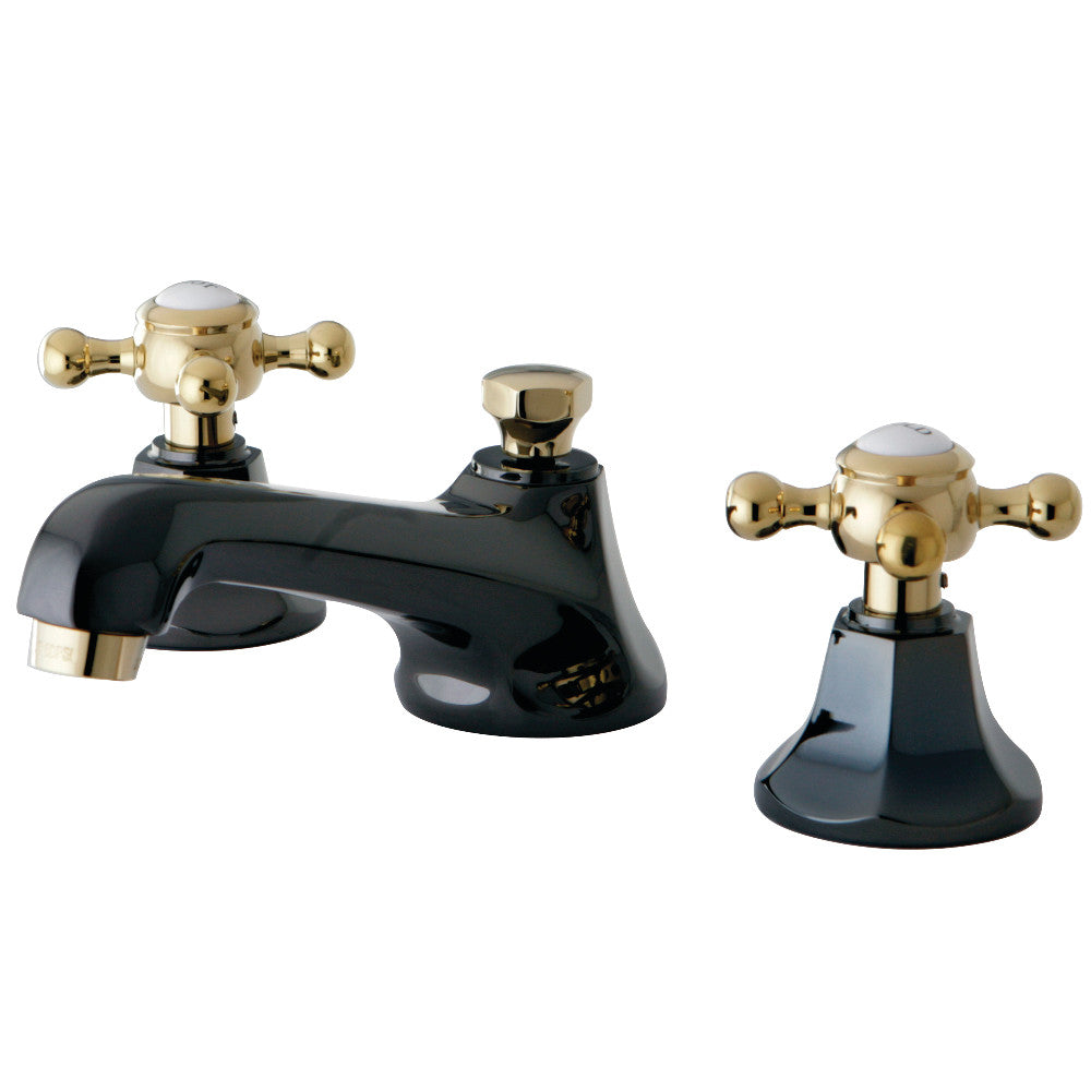 Water Onyx Widespread Bathroom Faucet in Black Stainless Steel/Polished Brass