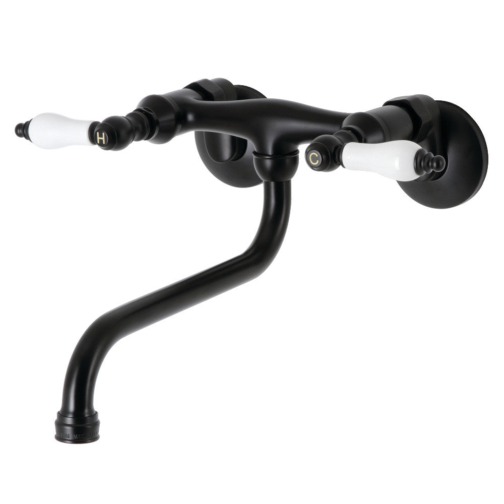 Kingston Wall-Mount Bathroom Faucet in Matte Black