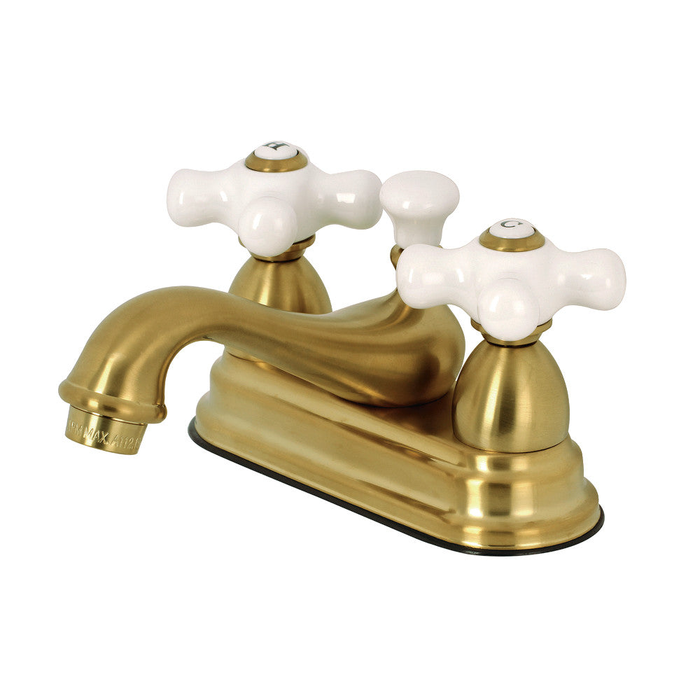 Restoration 4 Inch Centerset Bathroom Faucet in Brushed Brass