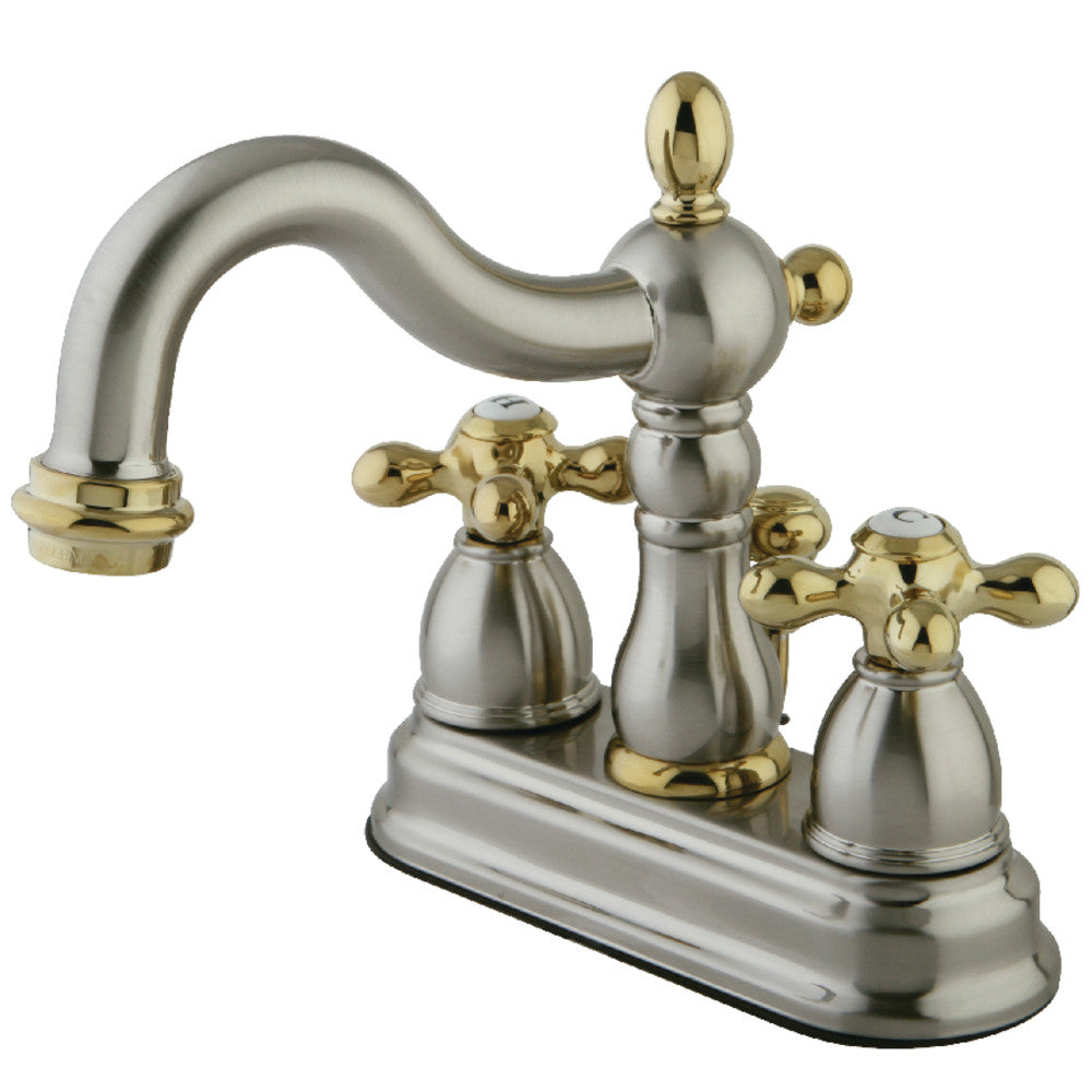 Heritage 4 Inch Centerset Bathroom Faucet in Brushed Nickel/Polished Brass