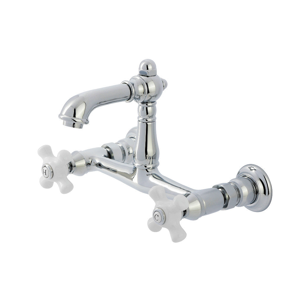 English Country Wall-Mount Bathroom Faucet in Polished Chrome