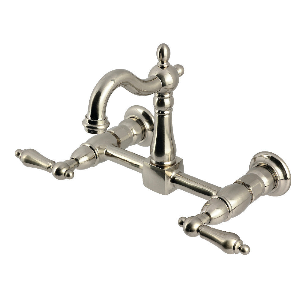 Heritage Wall Mount Kitchen Faucet in Brushed Nickel