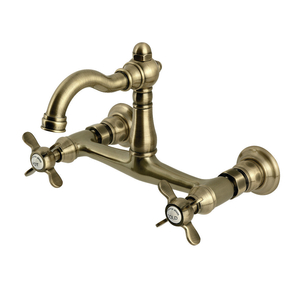 Essex Wall Mount Kitchen Faucet in Antique Brass