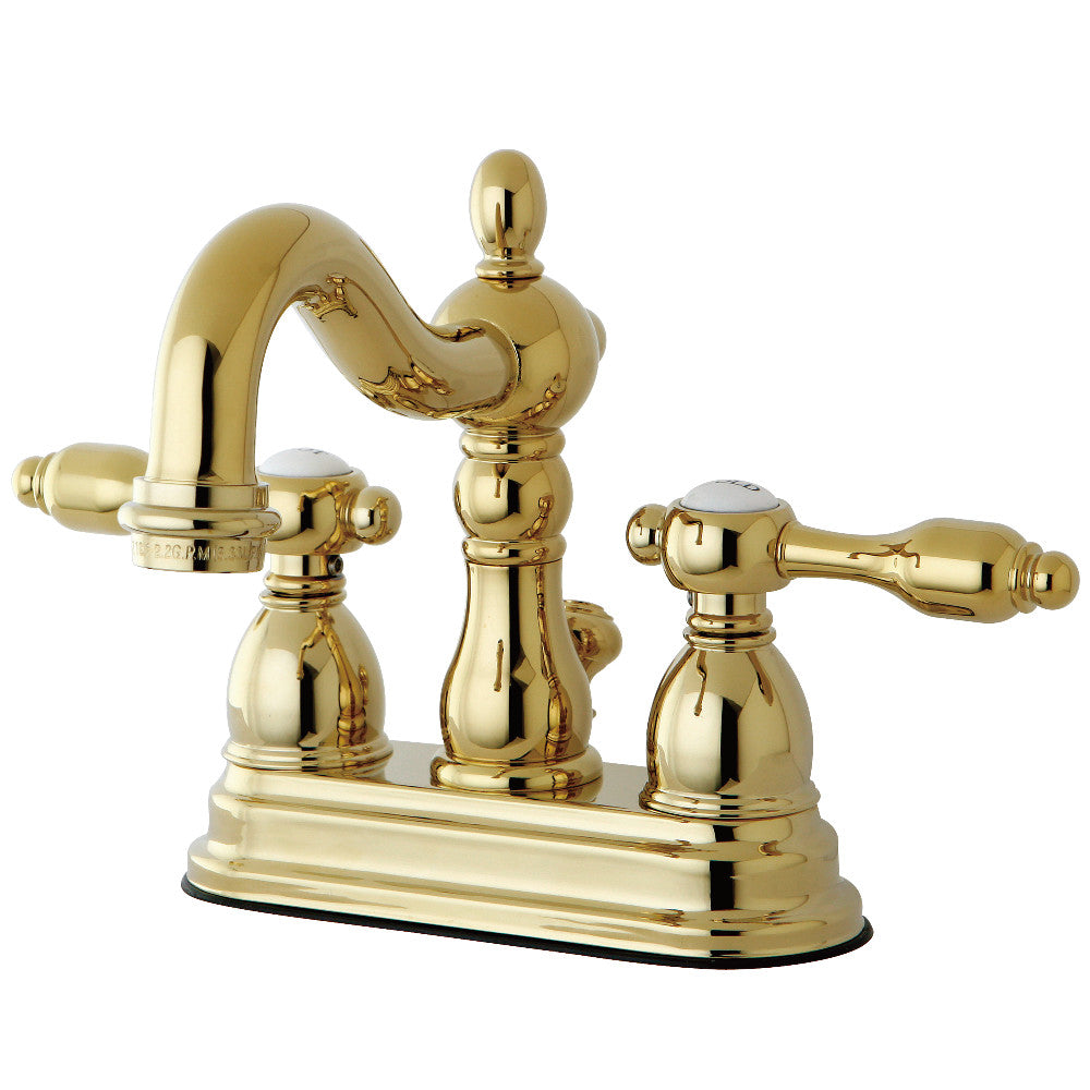 Tudor 4 Inch Centerset Bathroom Faucet in Polished Brass