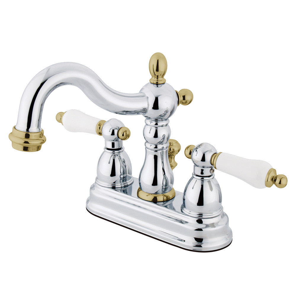 Heritage 4 Inch Centerset Bathroom Faucet in Polished Chrome/Polished Brass