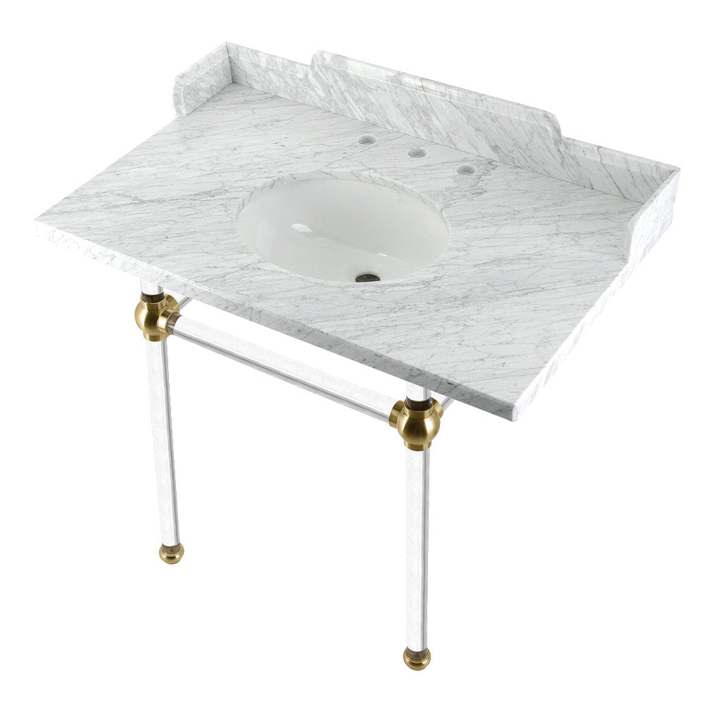 Pemberton 36 Inch Console Sink in Carrara Marble