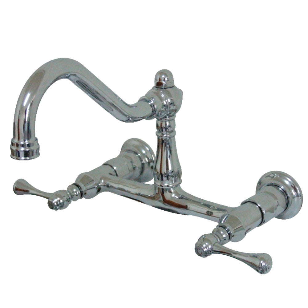 Vintage Wall-Mount Bathroom Faucet in Polished Chrome