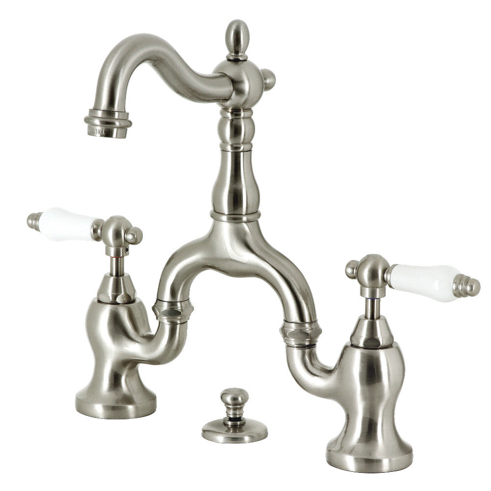 English Country Bridge Bathroom Faucet in Brushed Nickel