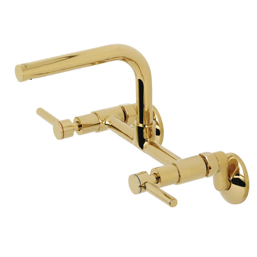 Concord Wall Mount Kitchen Faucet in Polished Brass