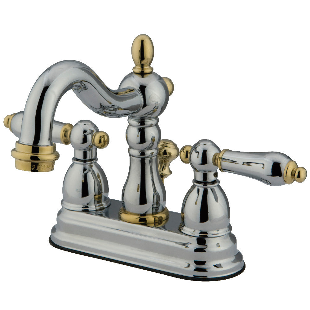Heritage 4 Inch Centerset Bathroom Faucet in Polished Chrome/Polished Brass