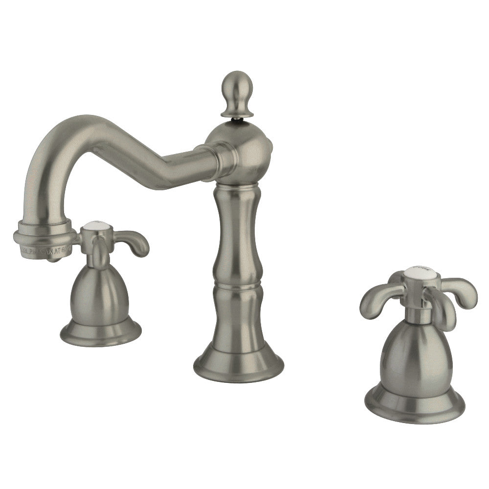 French Country Widespread Bathroom Faucet in Brushed Nickel