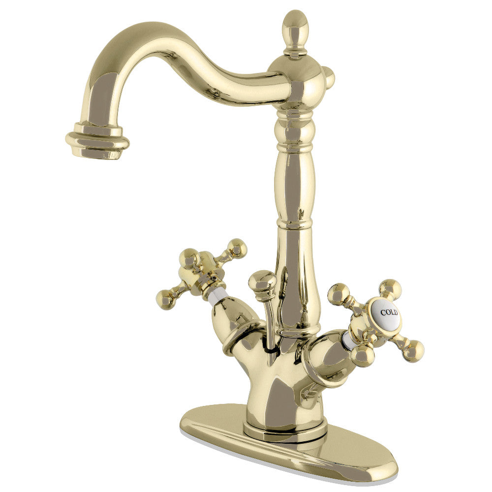 Vintage 4 Inch Centerset Bathroom Faucet in Polished Brass