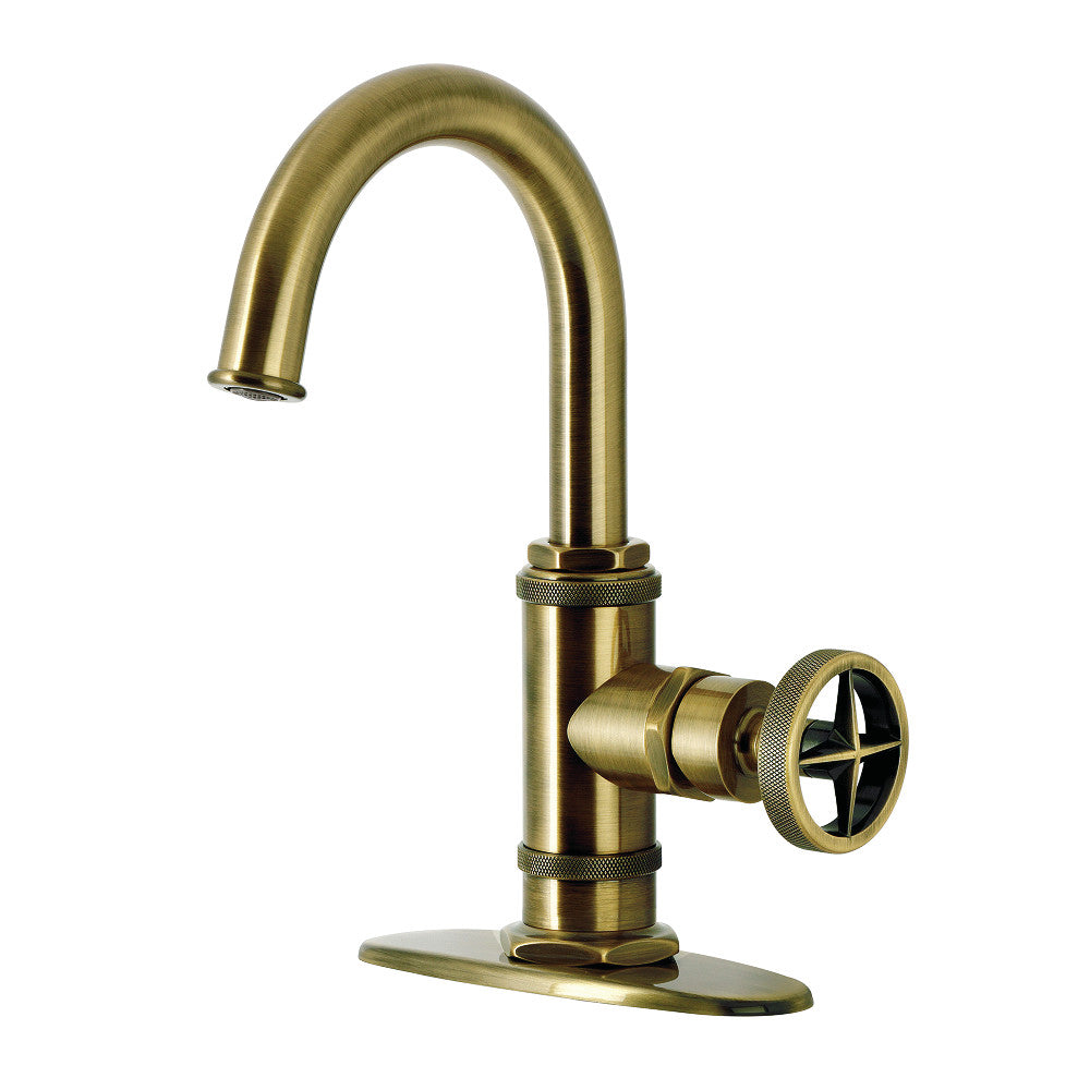 Ostro Single-Hole Bathroom Faucet in Antique Brass