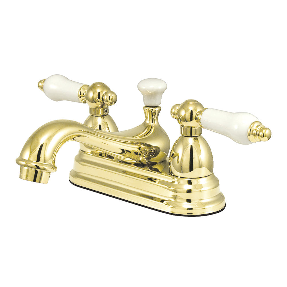 Restoration 4 Inch Centerset Bathroom Faucet in Polished Brass