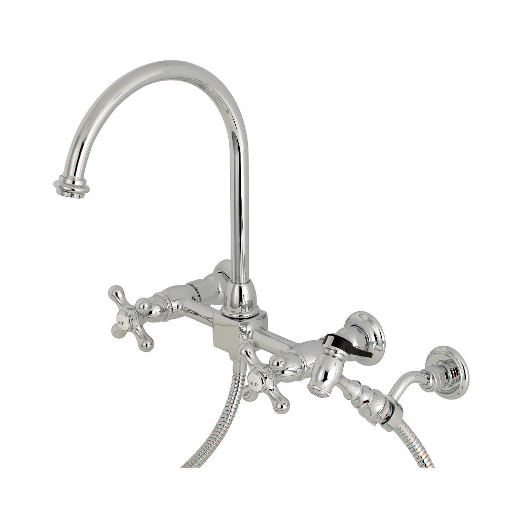 Restoration Wall Mount Kitchen Faucet in Polished Chrome