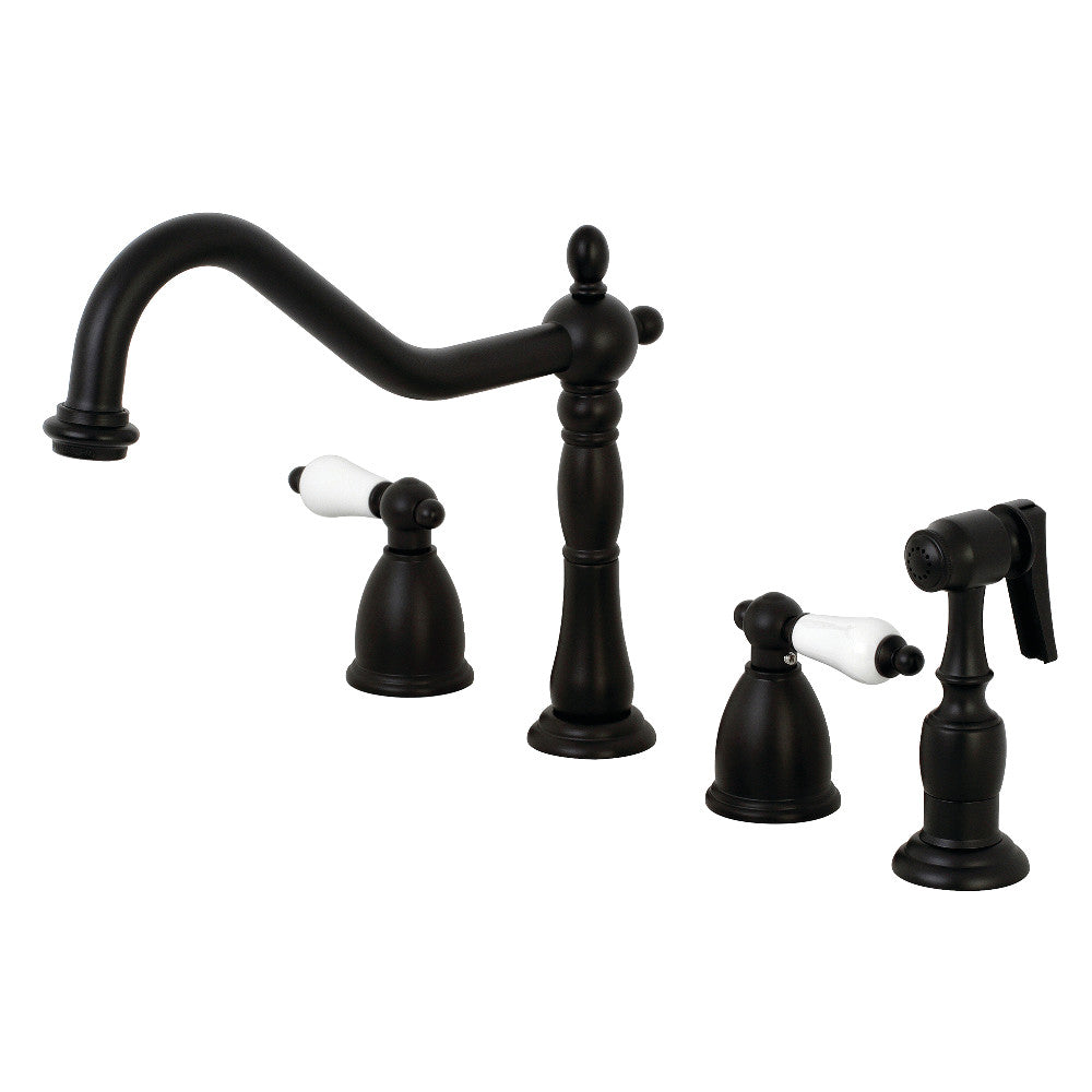 Heritage Widespread Kitchen Faucet in Matte Black