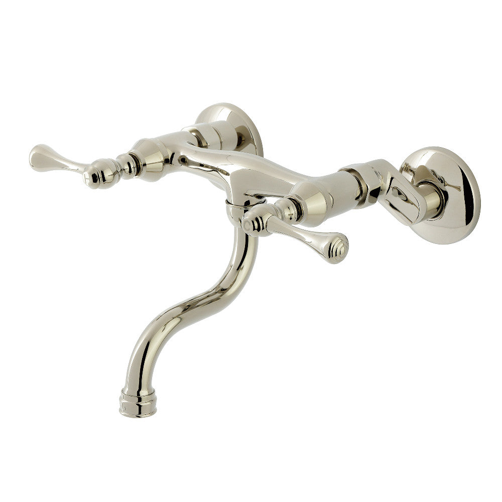 Kingston Wall-Mount Bathroom Faucet in Polished Nickel