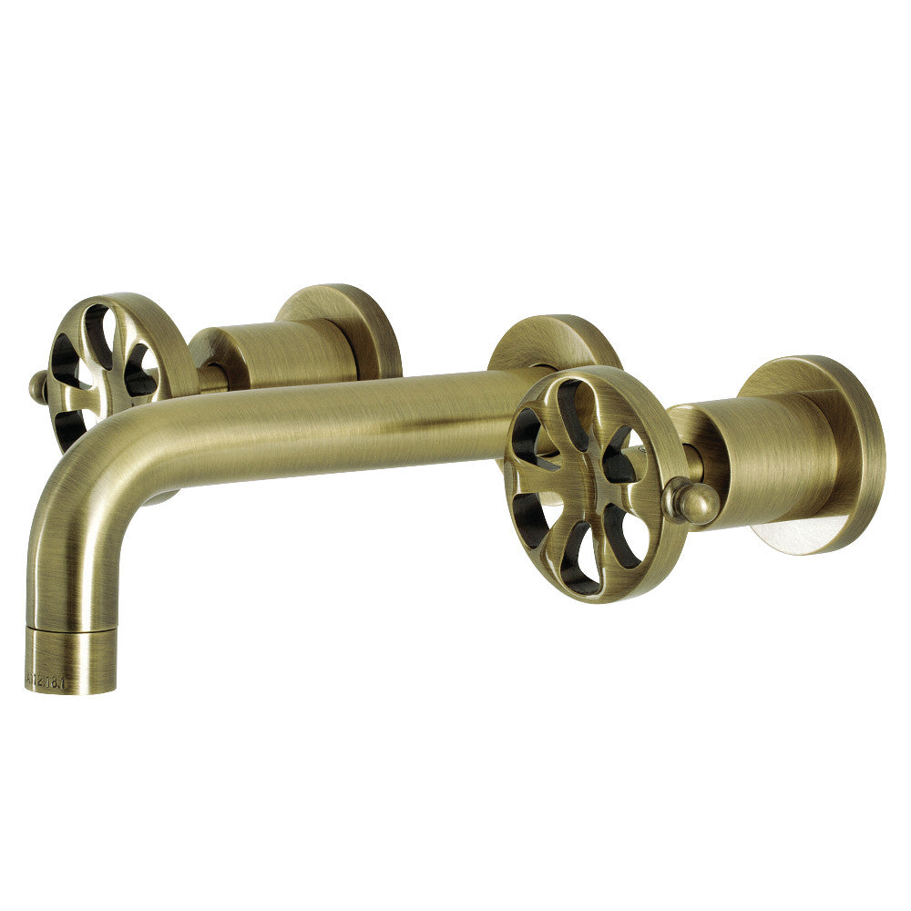 Belknap Wall-Mount Bathroom Faucet in Antique Brass