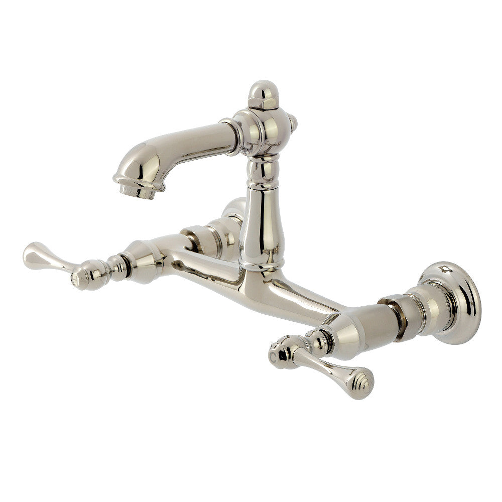 English Country Wall-Mount Bathroom Faucet in Polished Nickel
