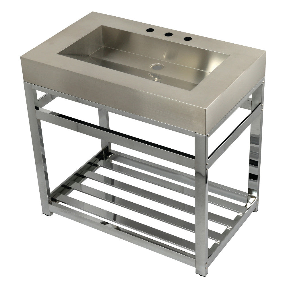 Kingston Commercial 37 Inch Console Sink in Brushed Chrome