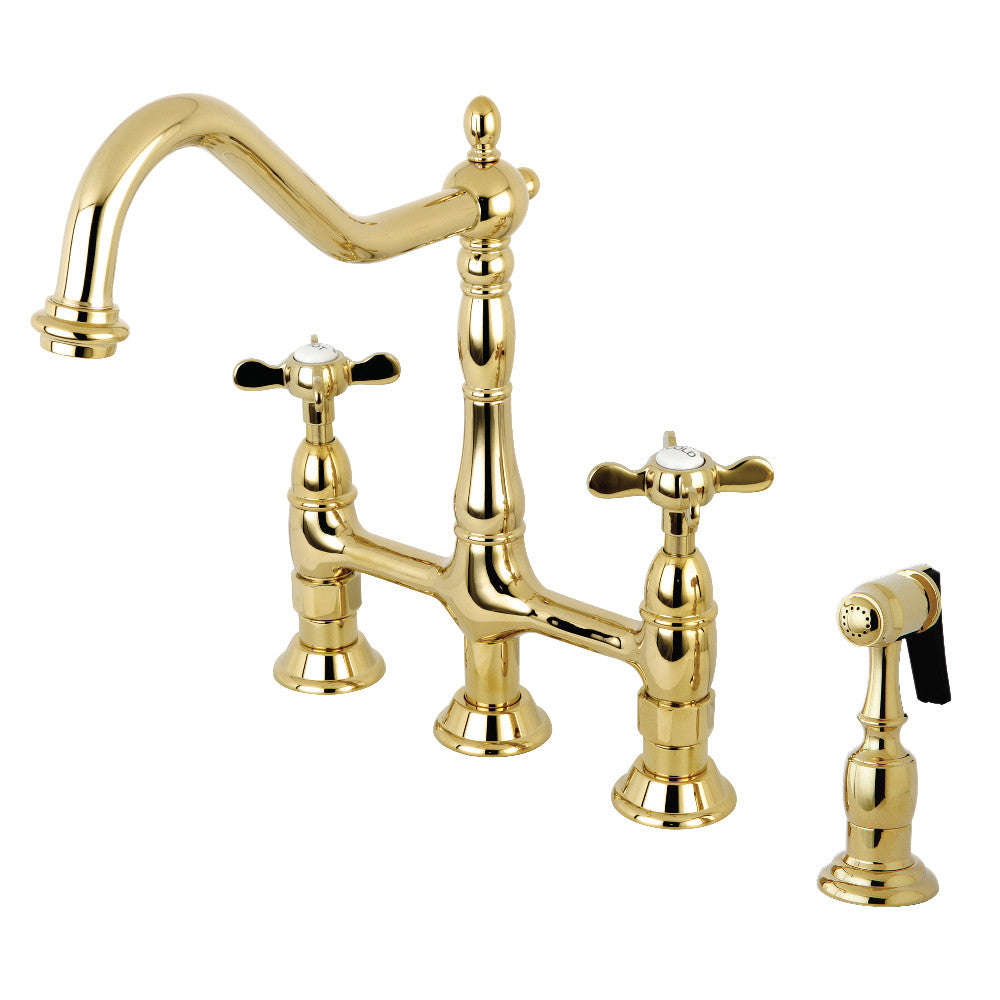 Essex Bridge Kitchen Faucet in Polished Brass