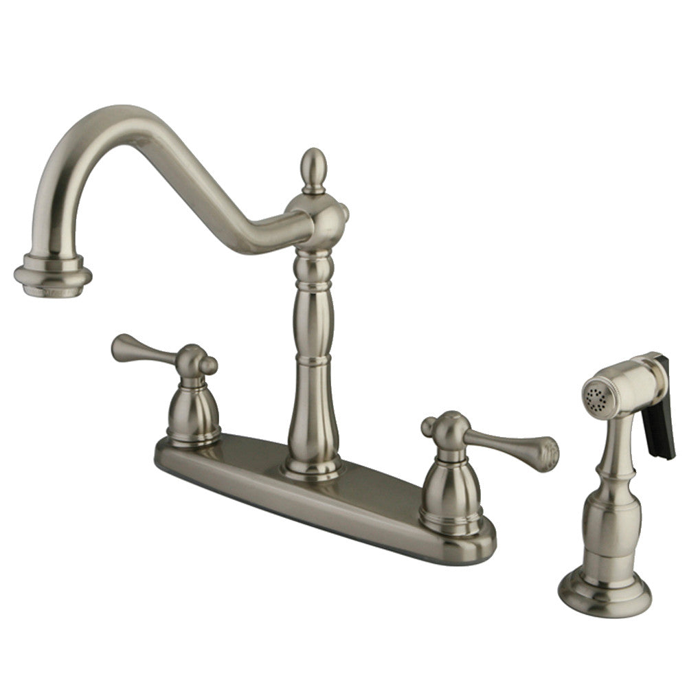 English Vintage Centerset Kitchen Faucet in Brushed Nickel