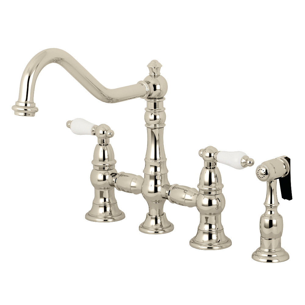 Restoration Bridge Kitchen Faucet in Polished Nickel