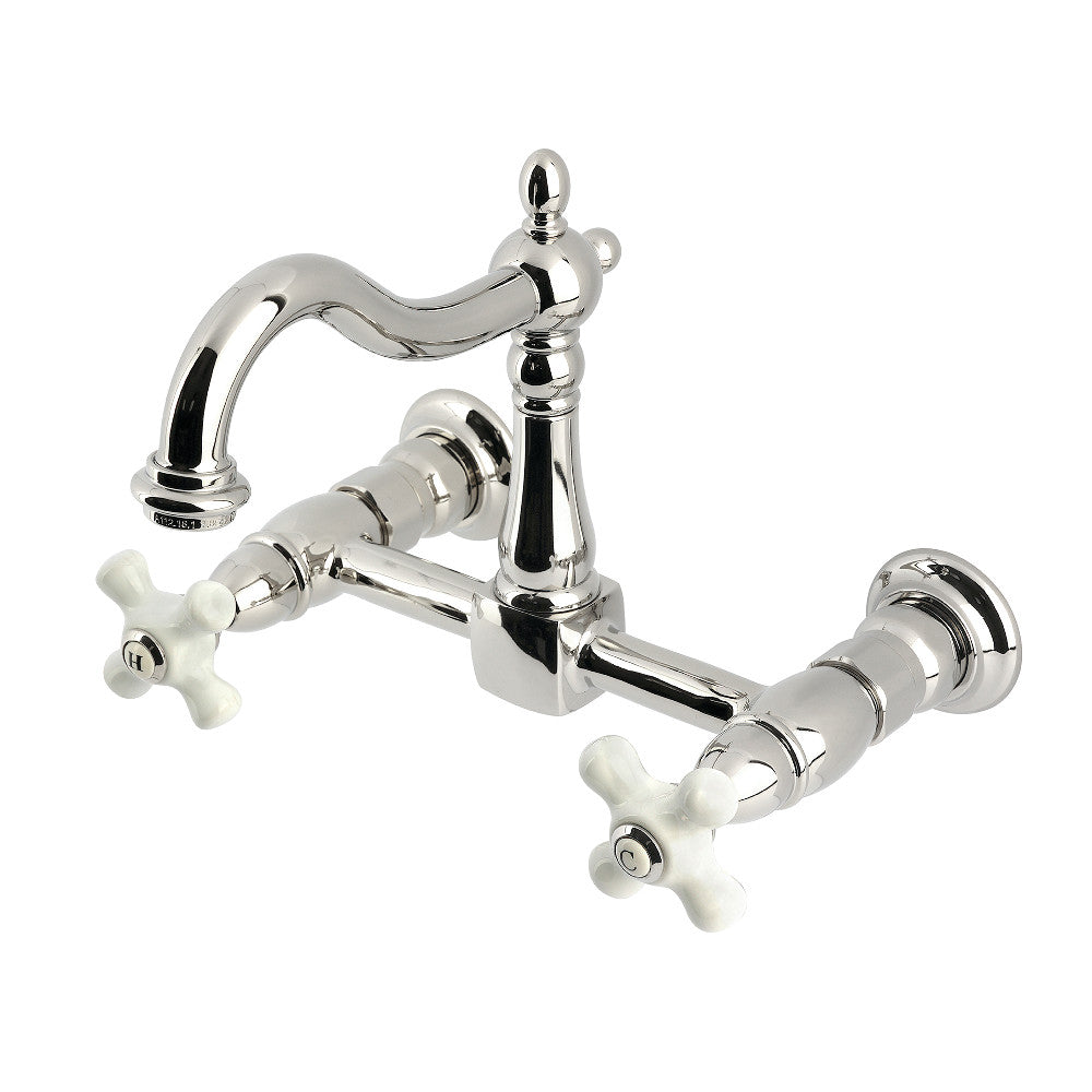 Heritage Wall Mount Kitchen Faucet in Polished Nickel