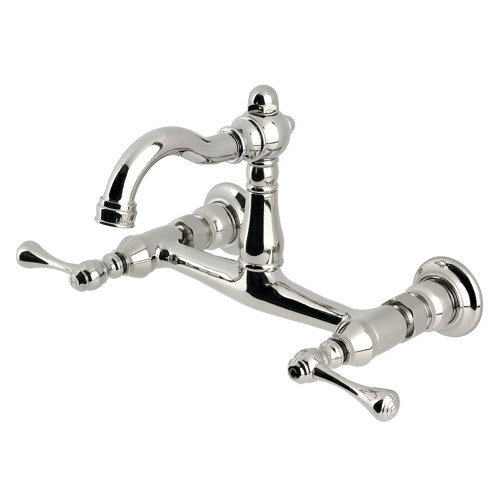 Vintage Wall Mount Kitchen Faucet in Polished Nickel