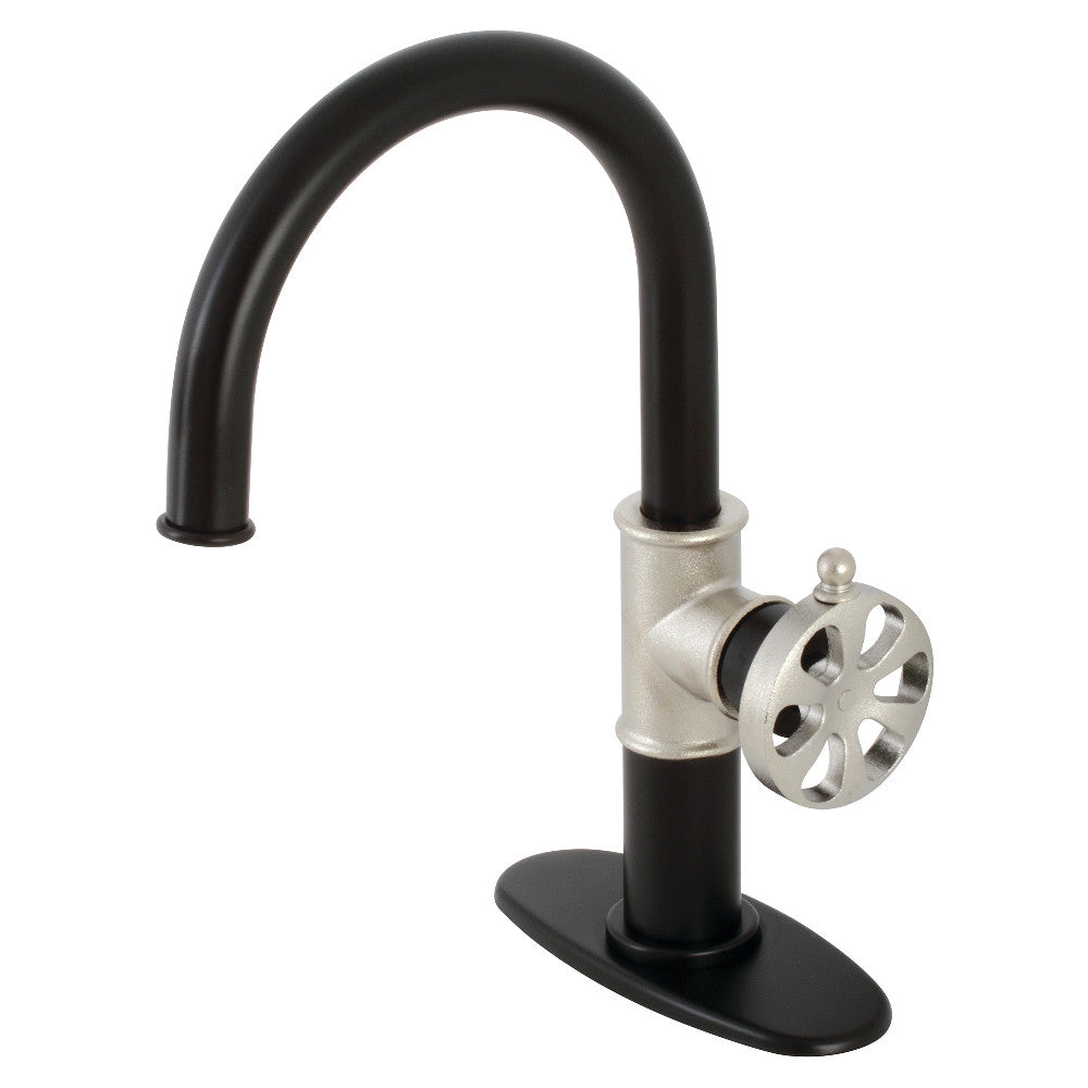 Belknap Single-Hole Bathroom Faucet in Matte Black/Polished Nickel