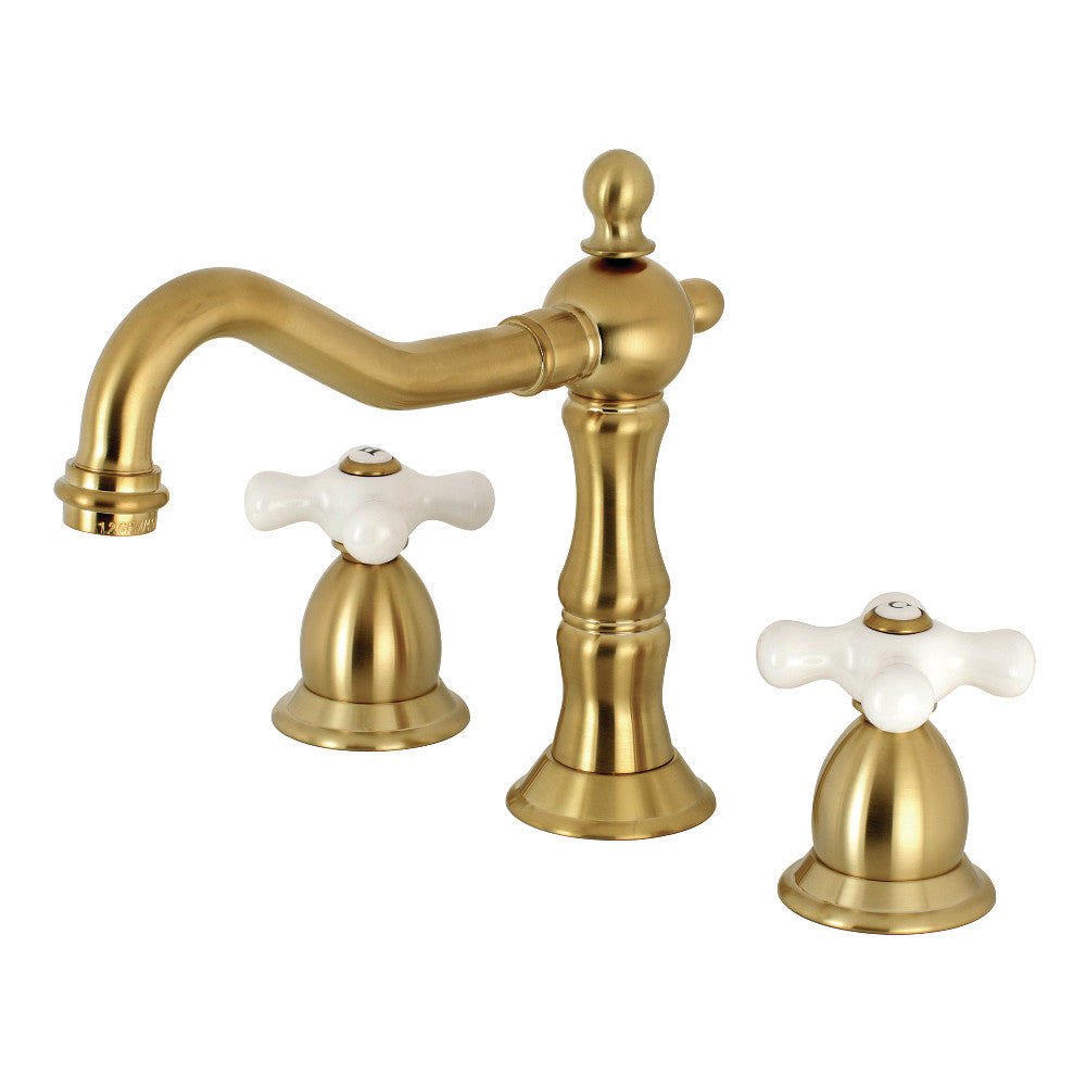 Heritage Widespread Bathroom Faucet in Brushed Brass