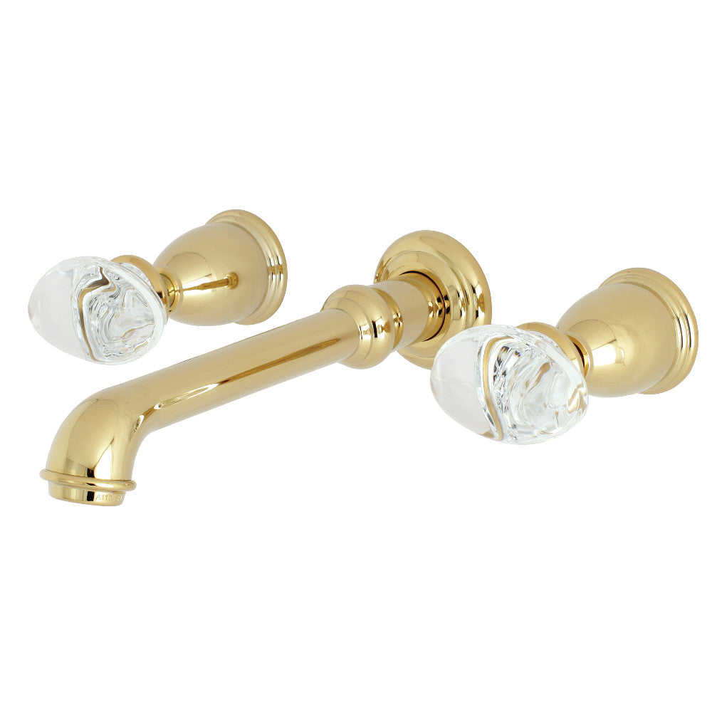 Krystal Onyx Wall-Mount Bathroom Faucet in Polished Brass