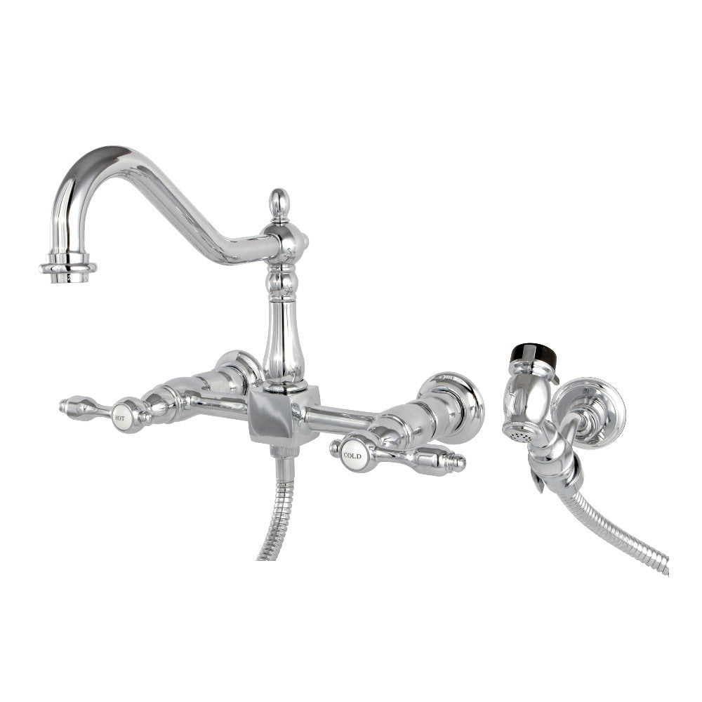 Tudor Wall Mount Kitchen Faucet in Polished Chrome