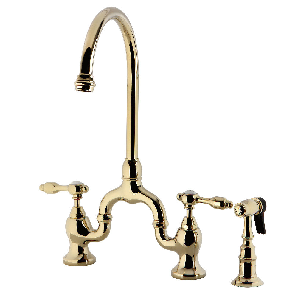 Tudor Bridge Kitchen Faucet in Polished Brass