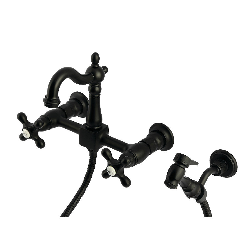 Heritage Wall Mount Kitchen Faucet in Matte Black