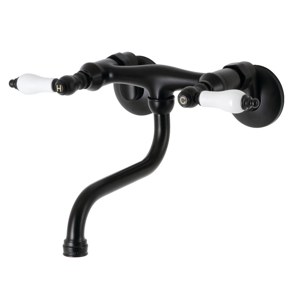 Kingston Wall-Mount Bathroom Faucet in Matte Black