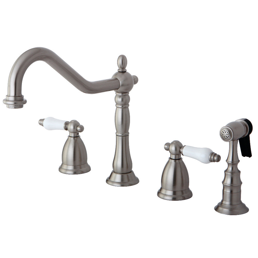 Heritage Widespread Kitchen Faucet in Brushed Nickel