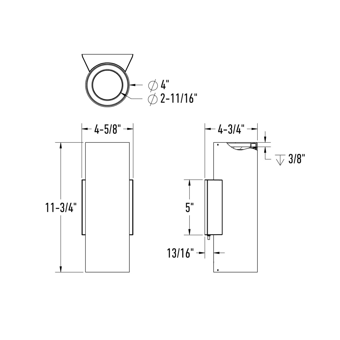 4in Round Wall Sconce, 120-347v, 0-10v dim - Black