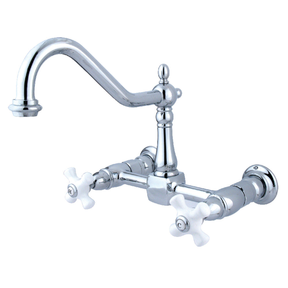 Heritage Wall Mount Kitchen Faucet in Polished Chrome