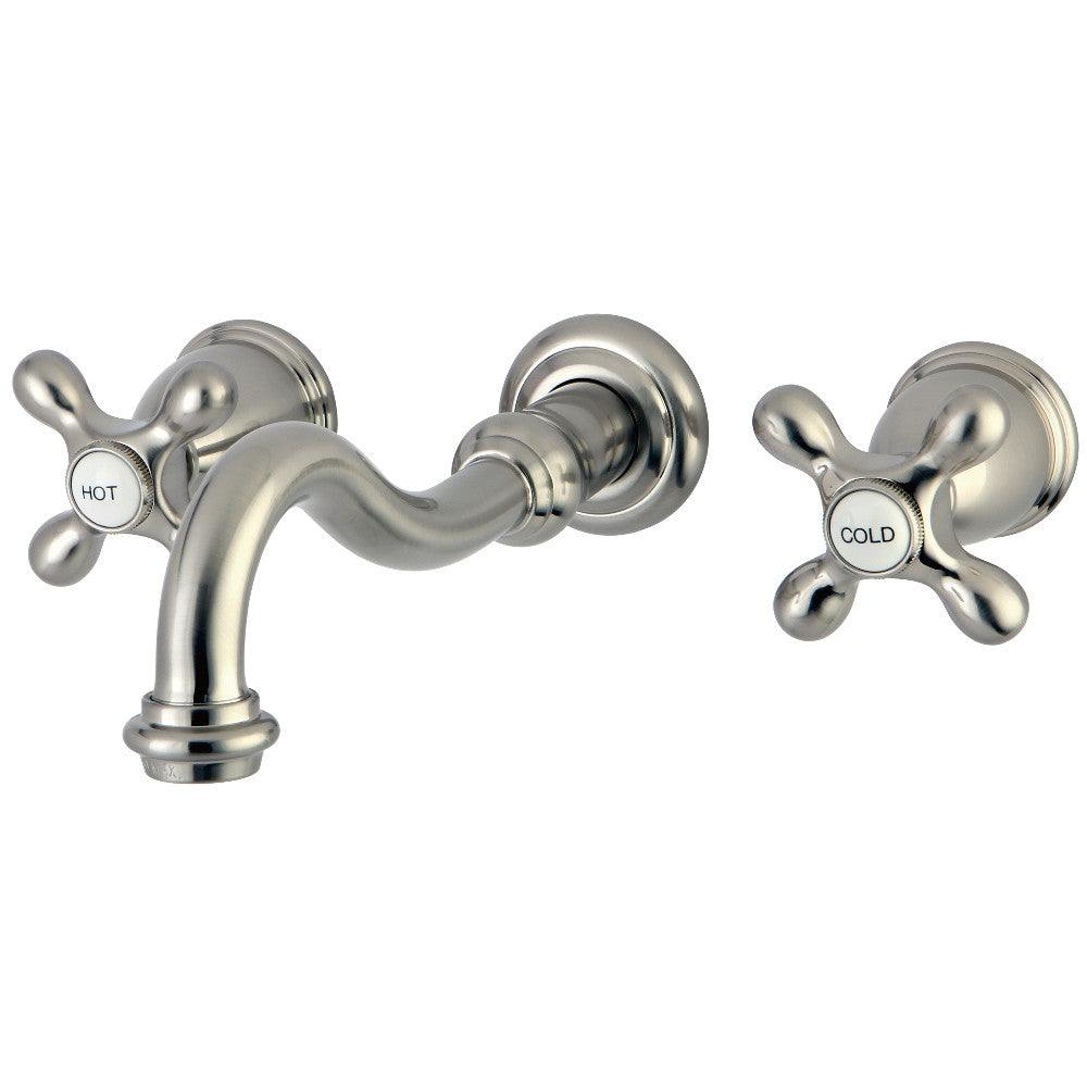 Vintage Wall-Mount Bathroom Faucet in Brushed Nickel