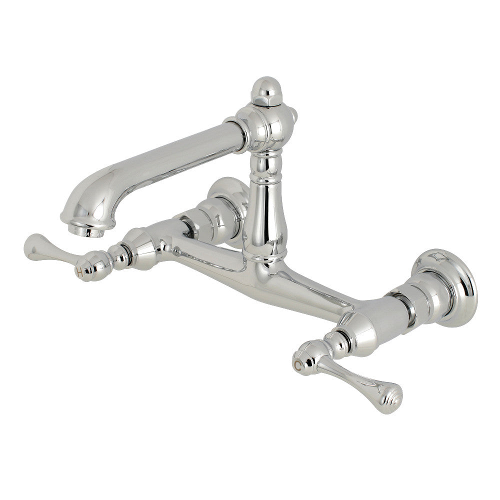 English Country Wall-Mount Bathroom Faucet in Polished Chrome