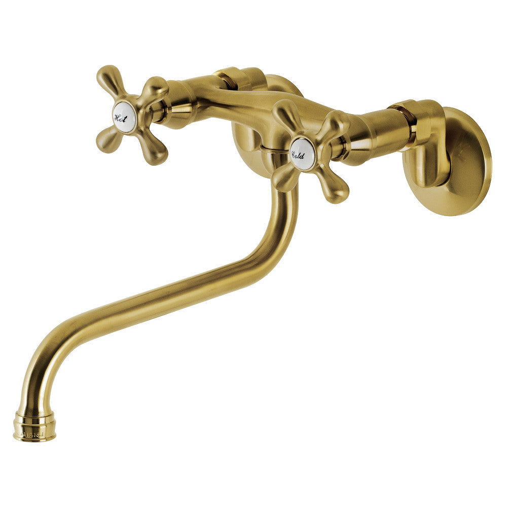 Kingston Wall-Mount Bathroom Faucet in Brushed Brass