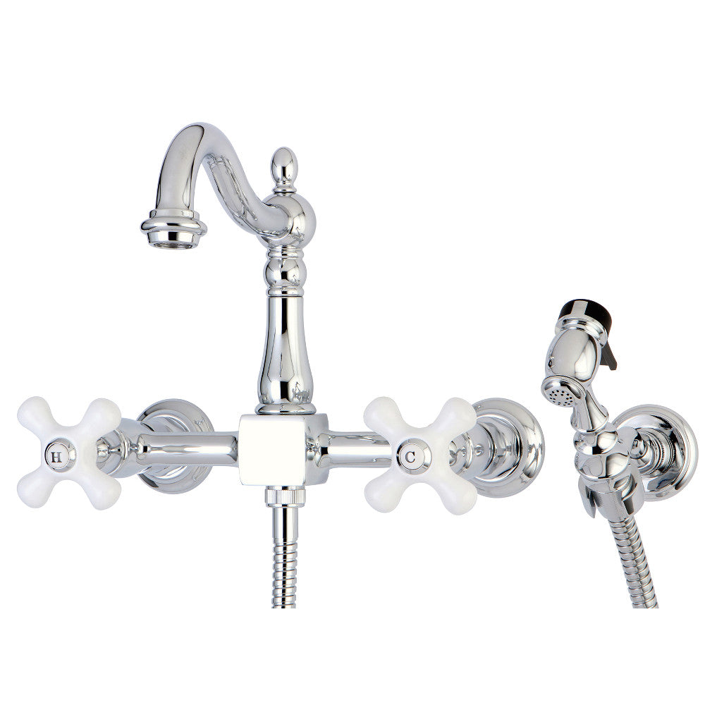 Heritage Wall Mount Kitchen Faucet in Polished Chrome