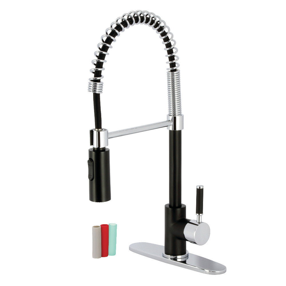 Kaiser Pre-Rinse Kitchen Faucet in Matte Black/Polished Chrome