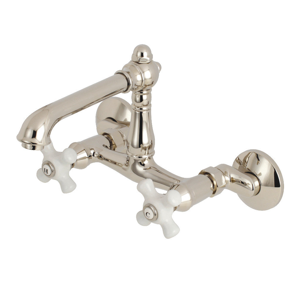 English Country Wall Mount Kitchen Faucet in Polished Nickel