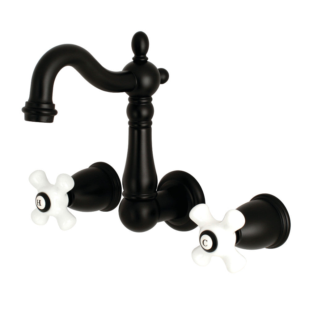 Heritage Wall-Mount Bathroom Faucet in Matte Black